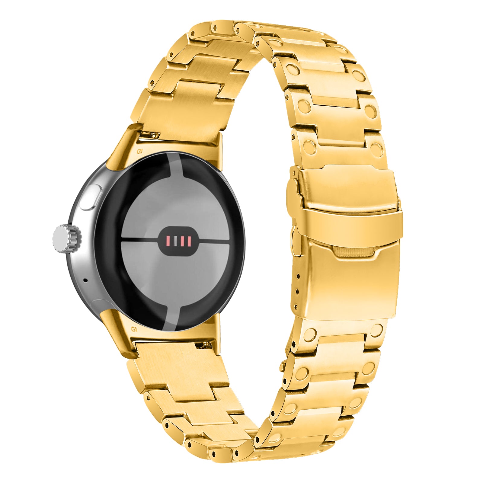 For Google Pixel Watch 2 Pixel Watch Three Bead Watch Band Stainless Steel Smart Watch Strap Replacement For Google Pixel Watch 2 Pixel Watch Three Bead Watch Band Stainless Steel Smart Watch Strap Replacement